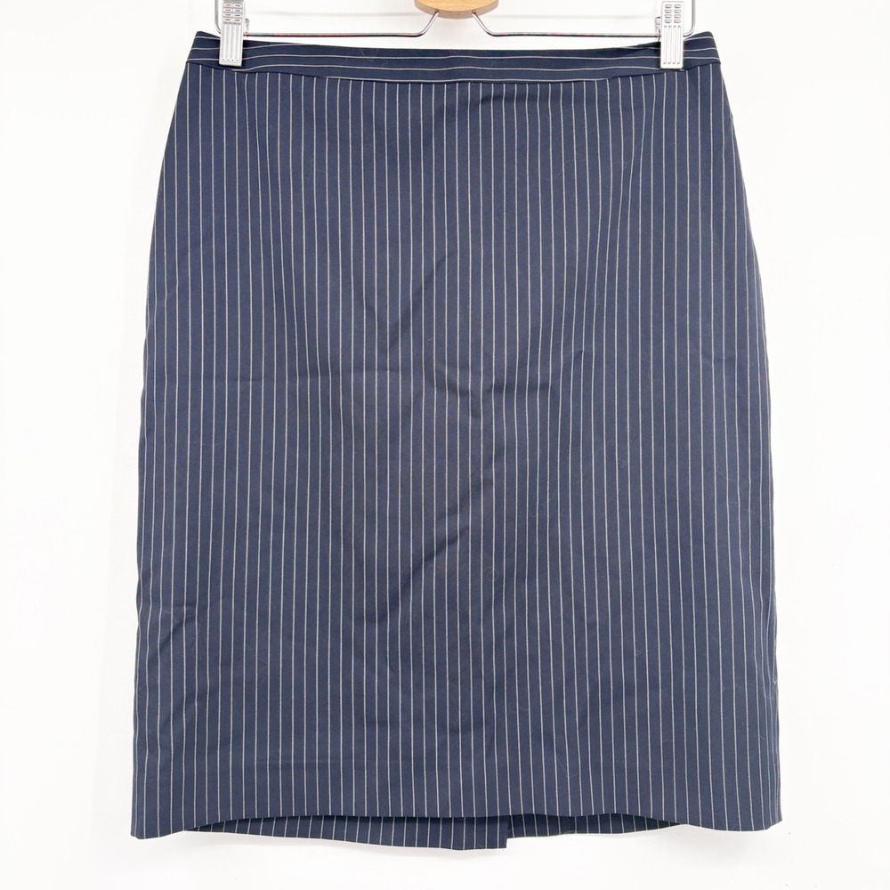 Brooks Brothers Womens Navy Pinstripe Loro Piana Wool Career Pencil Skirt Size 8